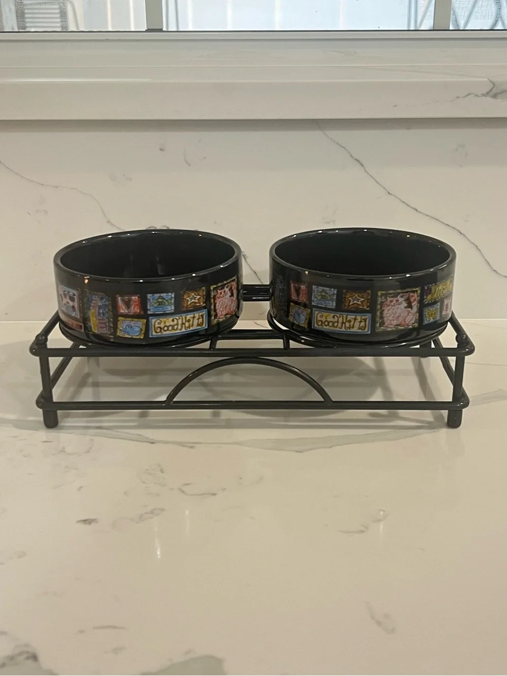 2 Whisker City Cat Food Water Bowl Dish with stand
